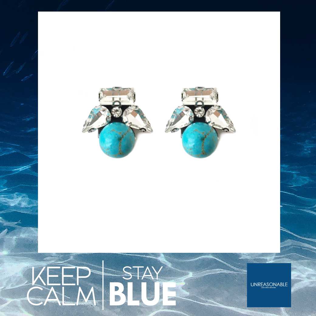ต่างหูพลอยแท้ 100% Turquoise : Lucky Stone : UA0631-01 #Blue #Lucky Stone #Turquoise #Stud #Earrings