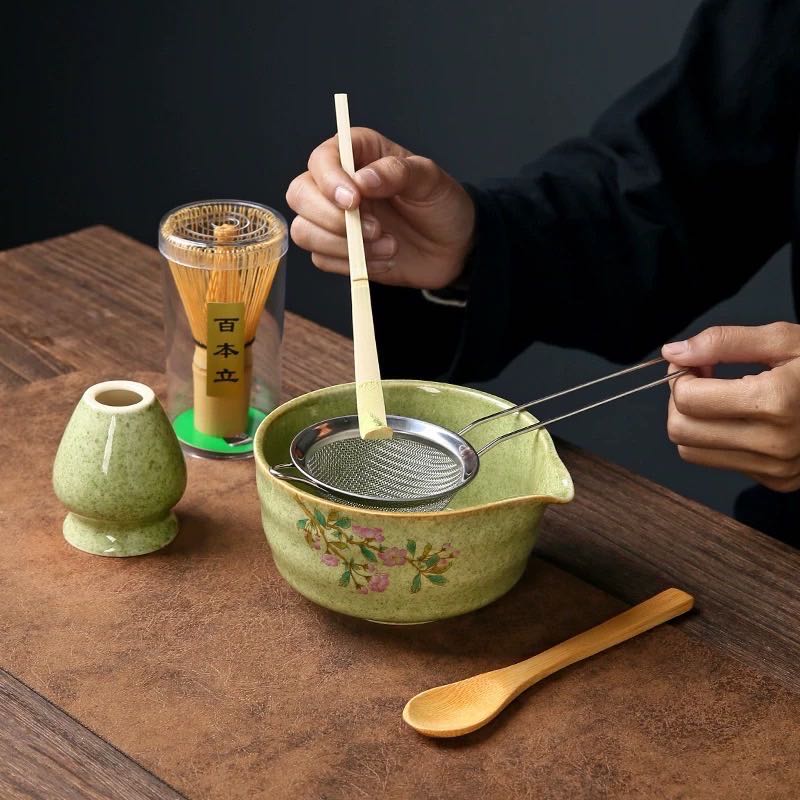 ELEGANT FLORAL DESIGN 4 PCS SET MATCHA