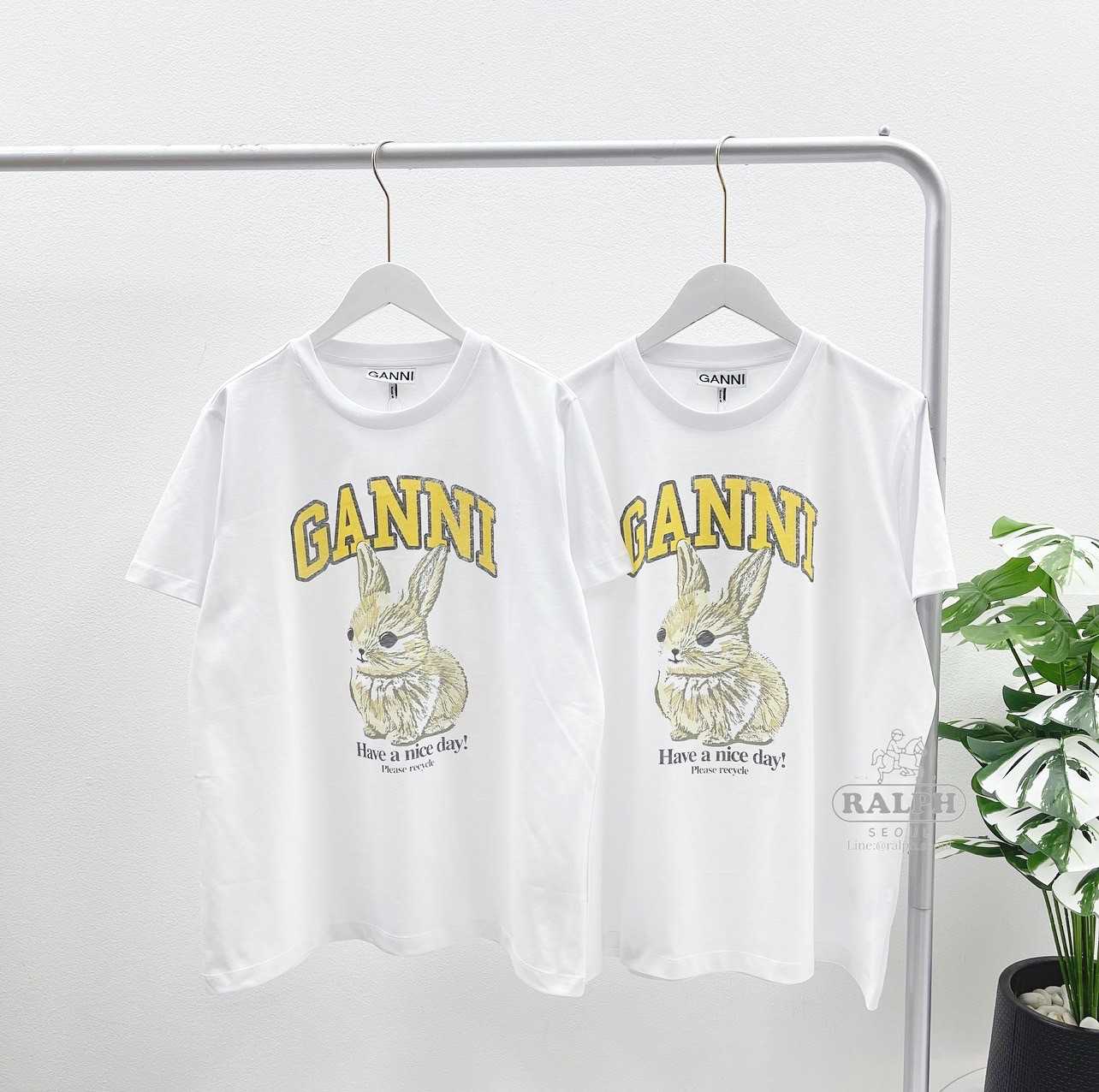 Ganni Bunny Relaxed T-Shirt (White)