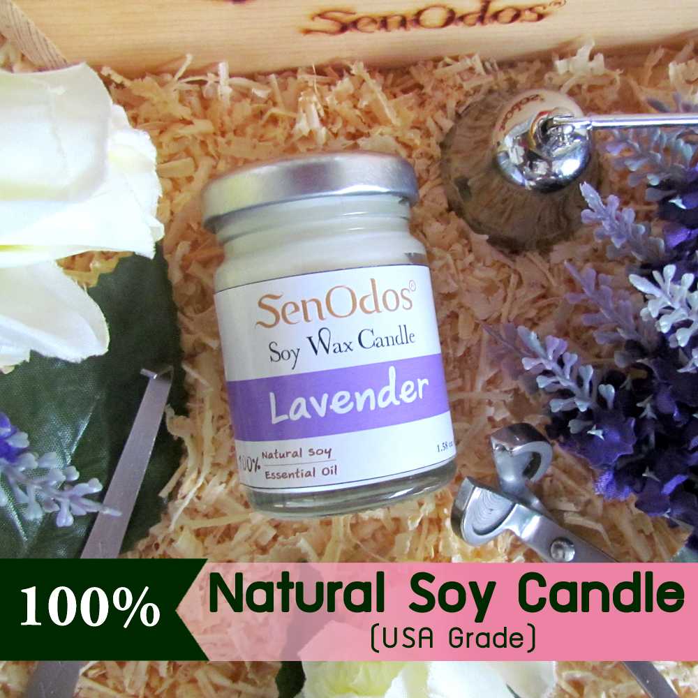 เทียนหอม อโรม่า เทียนหอมสปา Lavender  Scented Soy Candle Aroma 45 g - กลิ่นลาเวนเดอร์