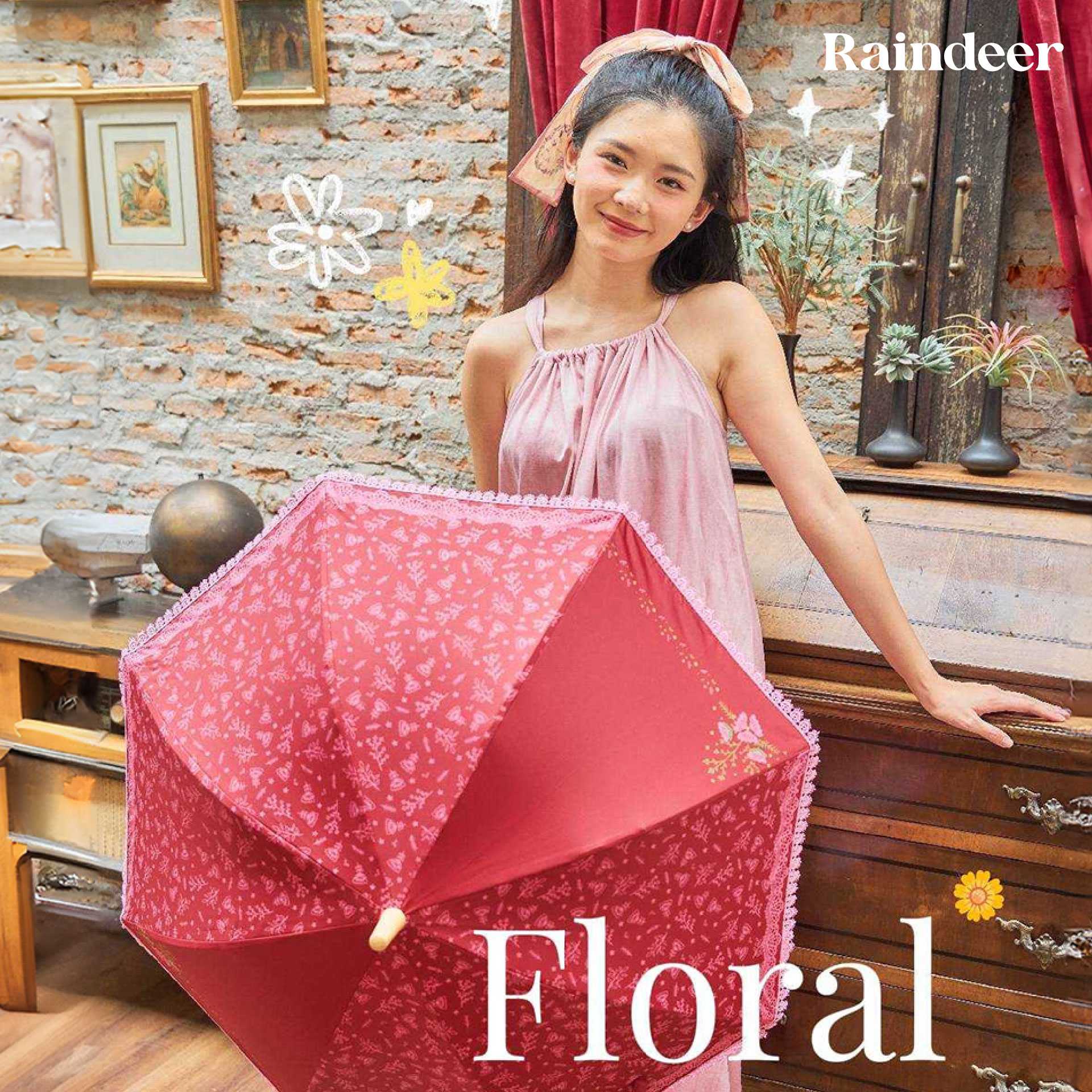 ร่มยาว 18 นิ้ว 2 ชั้น กัน UV ลาย FLORAL