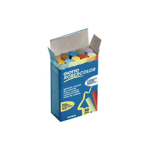 GIOTTO Box Of 10 Assorted Dust-Free Blackboard Chalk (ชอล์คเขียนกระดานไร้ฝุ่นคละสี 10 แท่ง) 538900