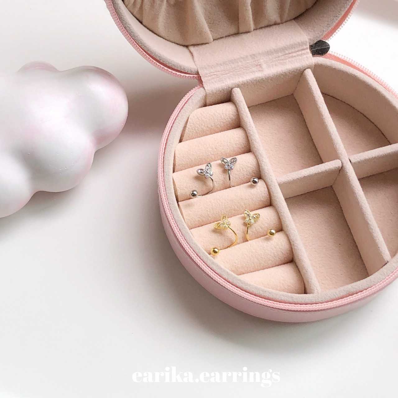 earika.earrings - crystal buttie piercing จิวหูเกลียวผีเสื้อเงินแท้ เหมาะสำหรับคนแพ้ง่าย