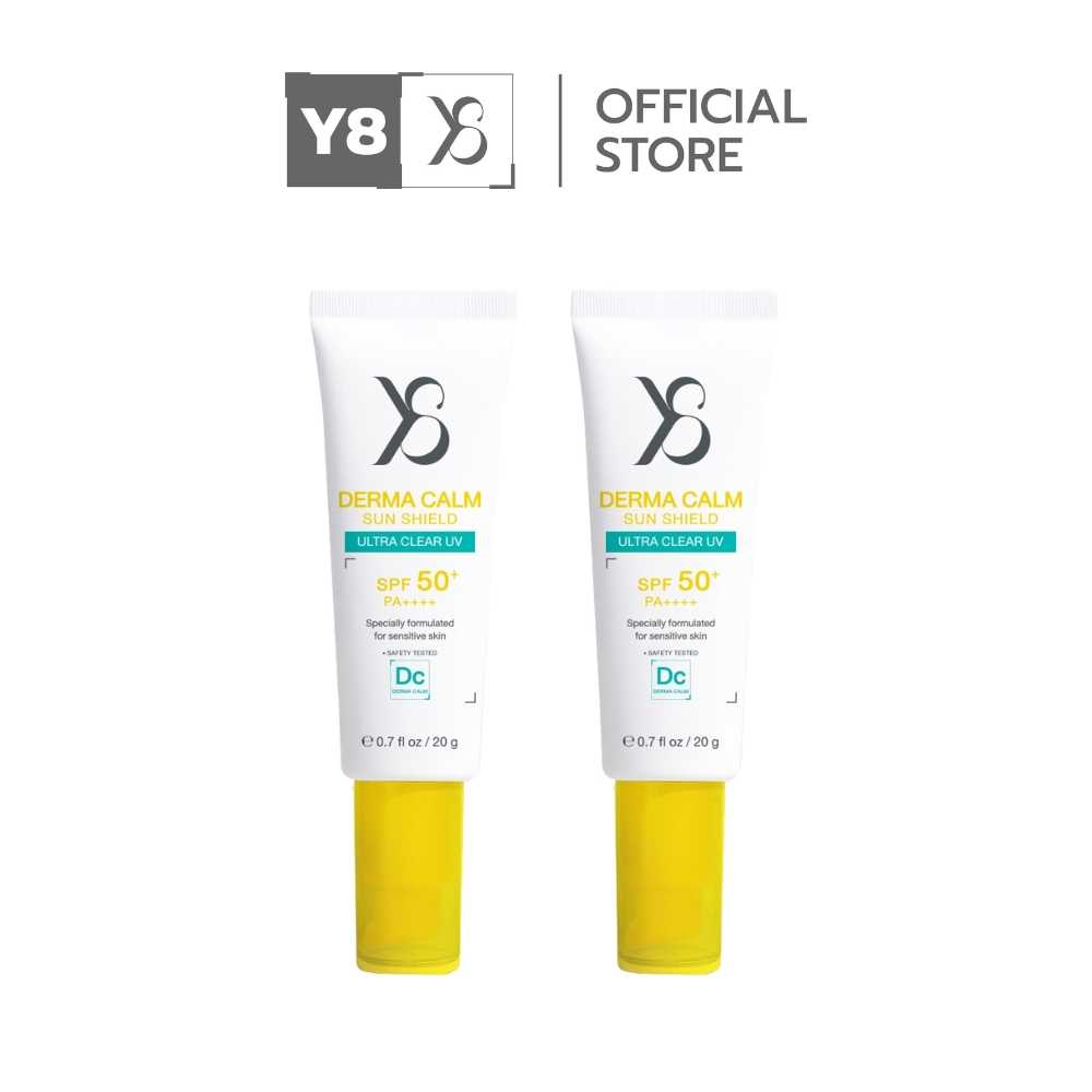 [2 หลอด] Y8 DERMA CALM SUN SHIELD ULTRA CLEAR UV SPF 50+ PA++++