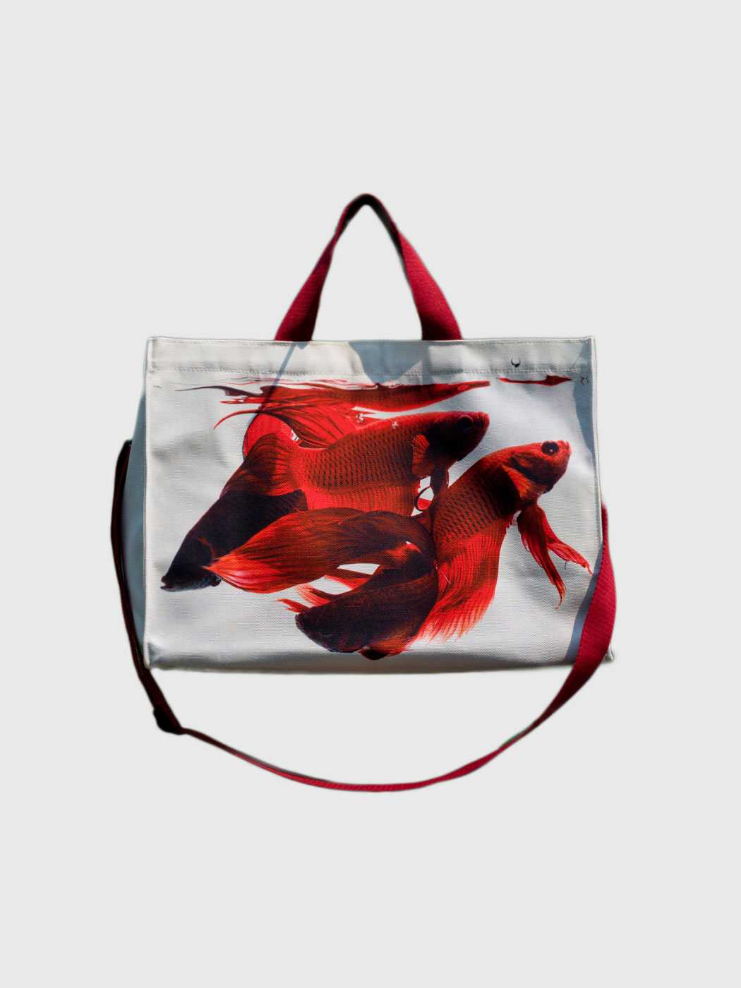 Red Veiltail Betta Large Tote - White/Red