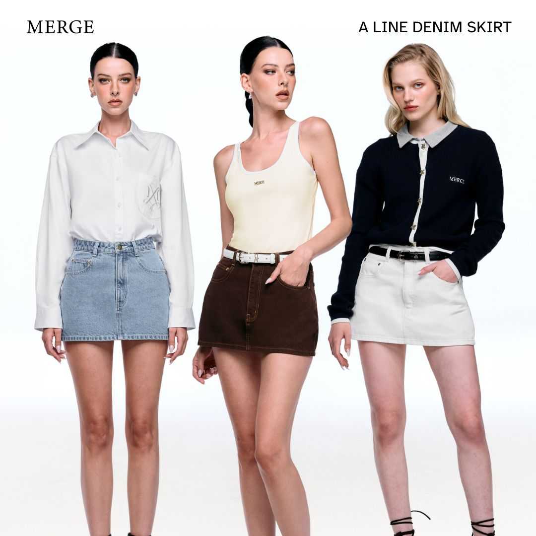 Merge Official - A Line Denim Skirt (พร้อมส่ง)