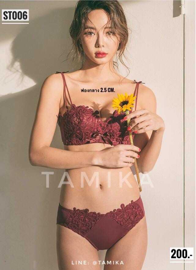 🔥HOT DEAL🔥ชุดชั้นใน ไร้โครงเหล็ก ดอกไม้ถัก_ST006