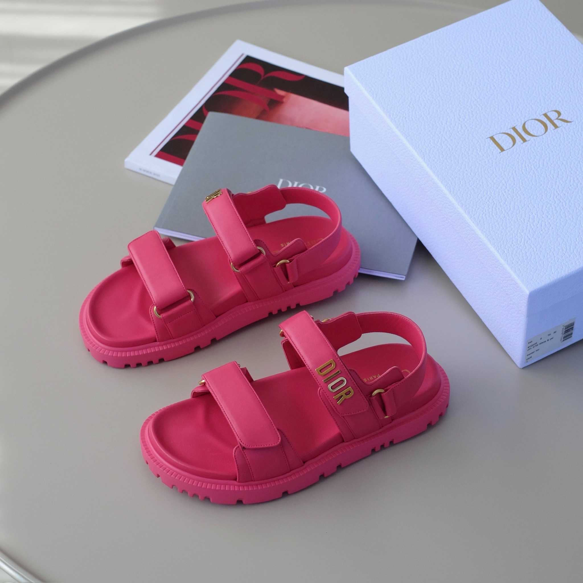 NEW! DIOR DIORACT SANDAL Raspberry Lambskin | Shoes