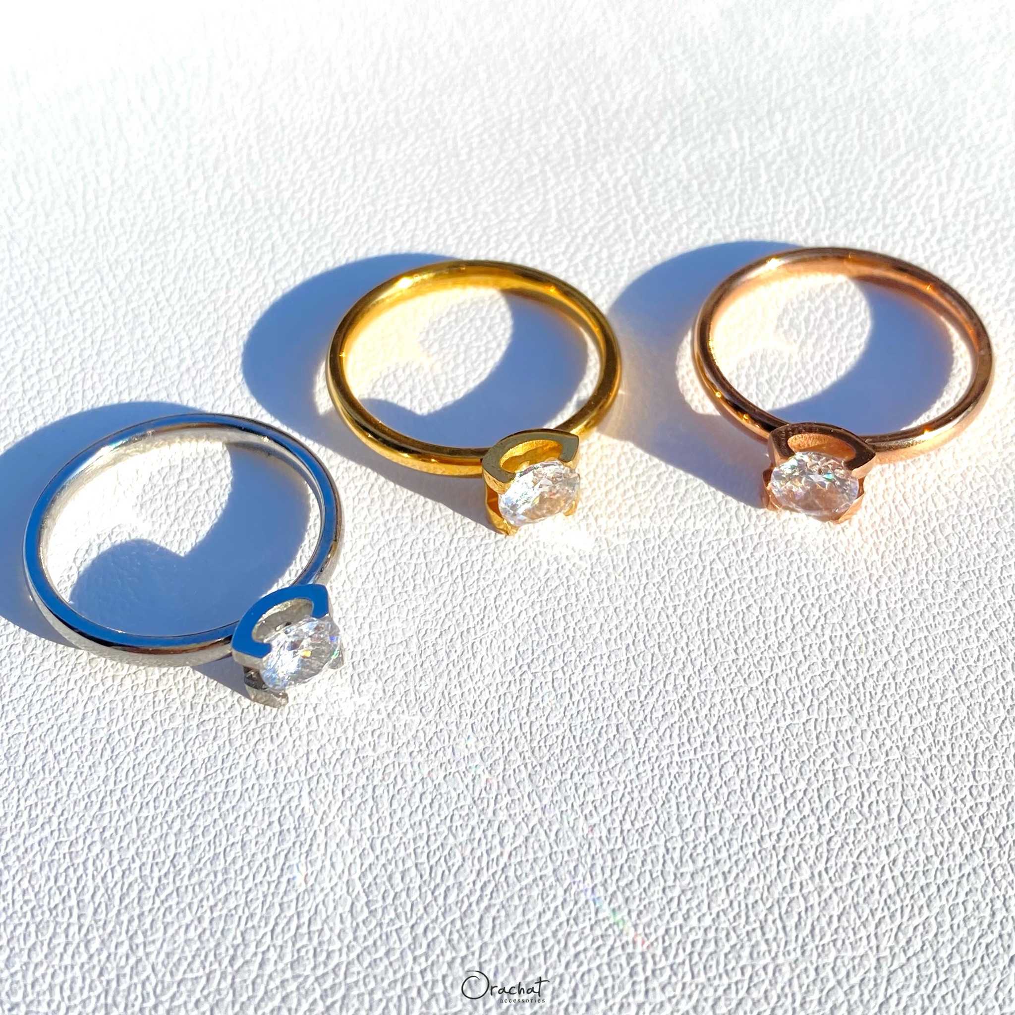 (ส่งฟรี) Ella 14k ring. (แหวนงานชุบ 14k (สแตนเลส)  โดนน้ำ โดนน้ำหอมได้)