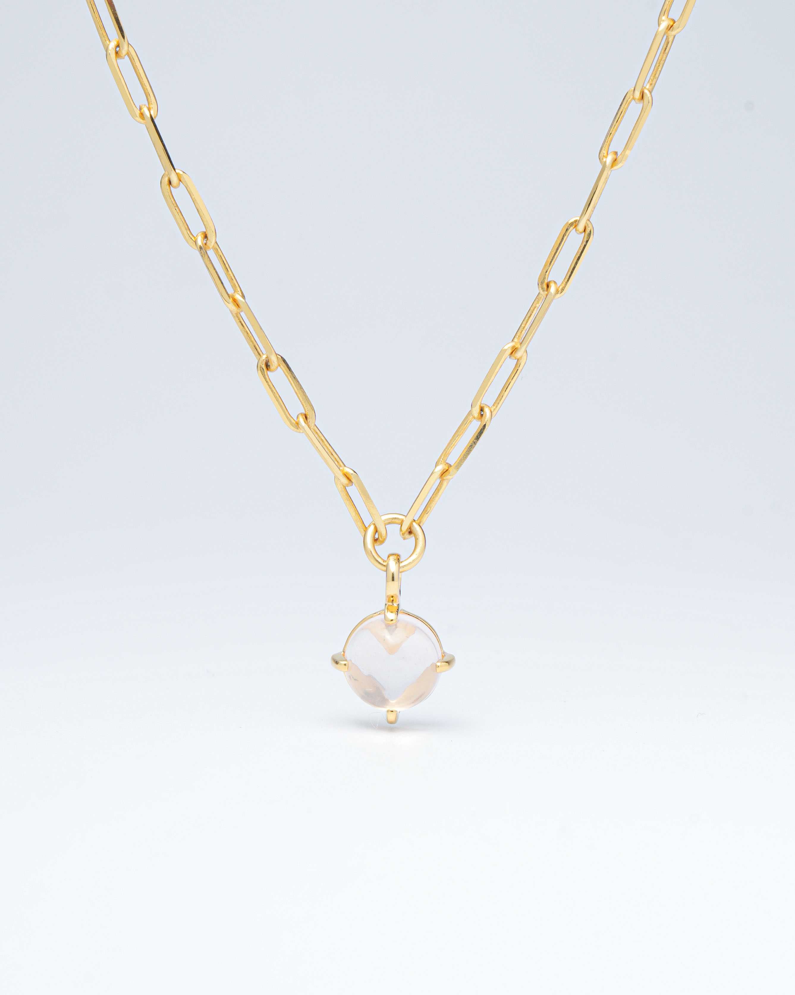 HELLO LOVE Necklace_G (Rose Quartz)