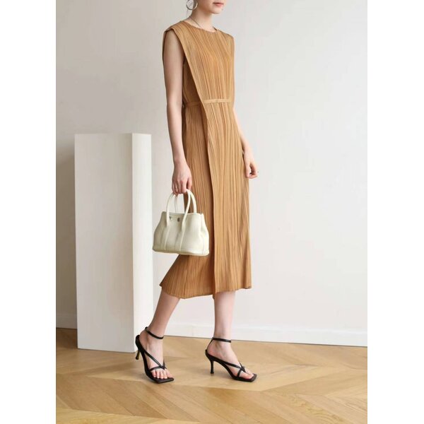Restock!! 2MUAY รุ่น GJO7655 SIMPLE BOW TIE PLEATED DRESS เดรสผู้หญิง เดรสพลีทคุณภาพ 12สี FREE SIZE