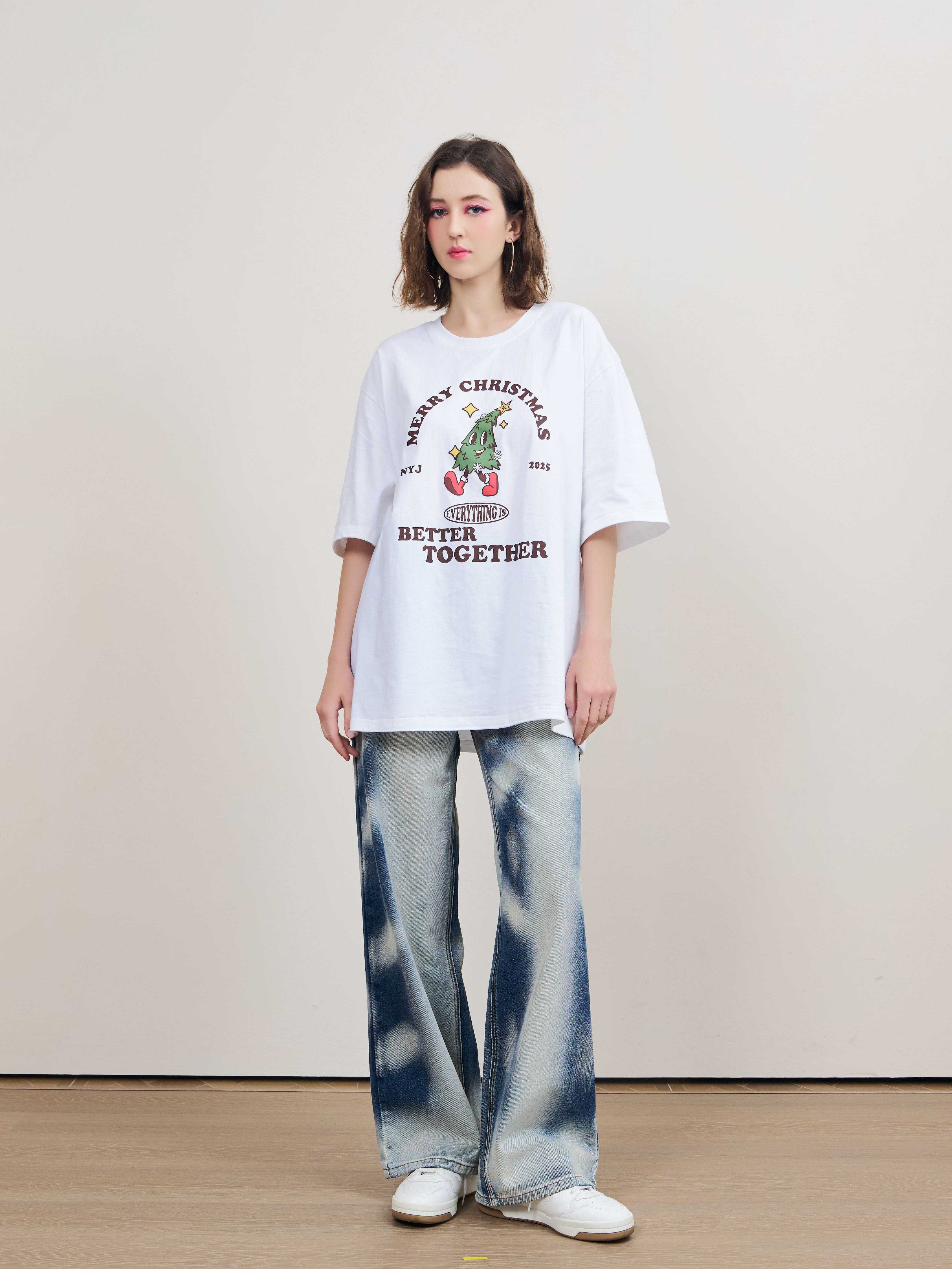 Niyomjeans collection 2 U รุ่น TSS32  สกรีนลาย ผ้าCotton ผ้ายืด