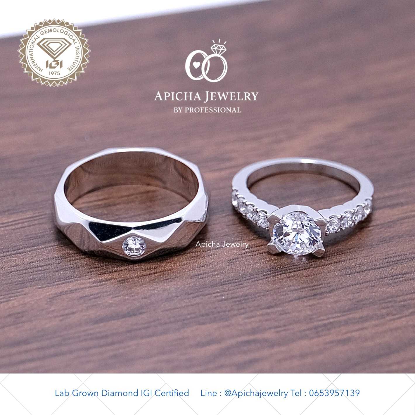 แหวนคู่เพชรแท้แลป CVD Diamond