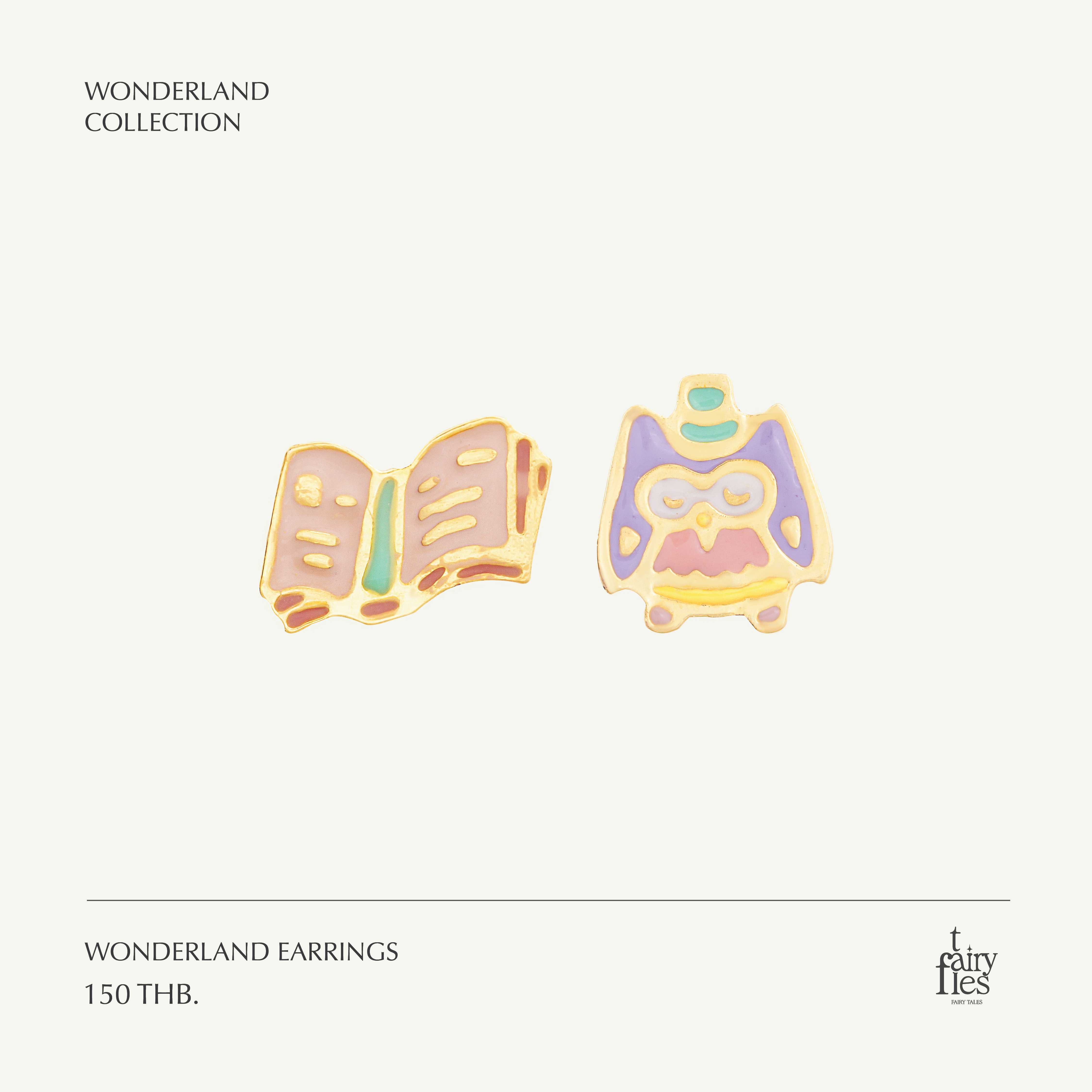 Wonderland Earrings/ต่างหูแฟชั่น หนังสือนกฮูก