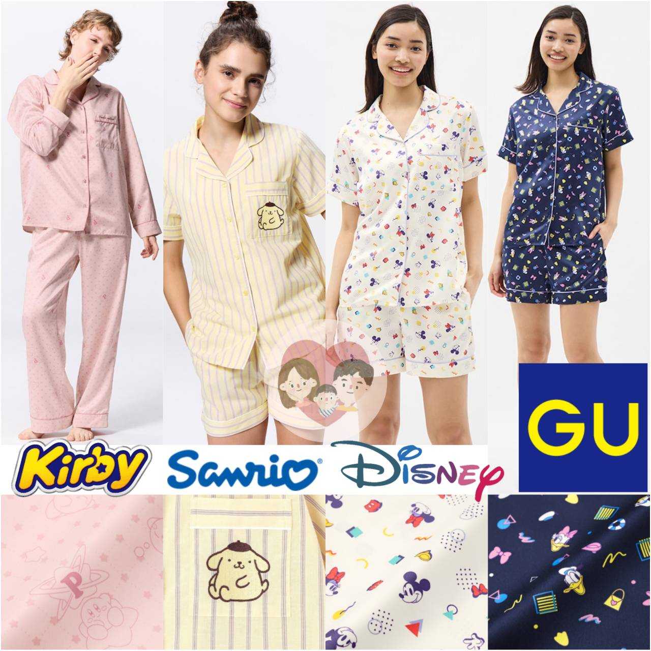 SALE!! ชุดนอน GU Japan คอลเลคชั่นพิเศษ Disney's / Sanrio / Kirby