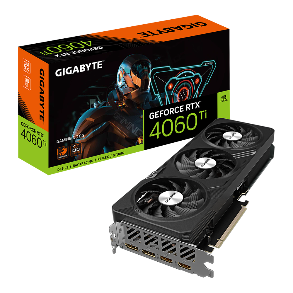 VGA (การ์ดแสดงผล) GIGABYTE GEFORCE RTX 4060 TI GAMING OC 8G - 8GB GDDR6 (GV-N406TGAMING OC-8GD)