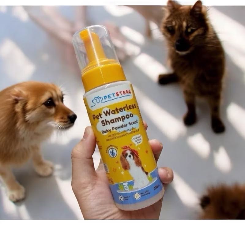 Petster แชมพูอาบน้ำแห้ง สำหรับสัตว์เลี้ยง กลิ่นเบบี้พาวเดอร์ 235ml