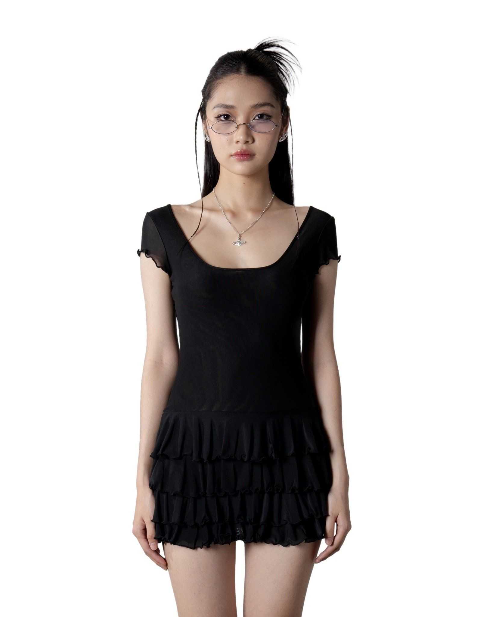 MAHU RUFFLE MESH DRESS