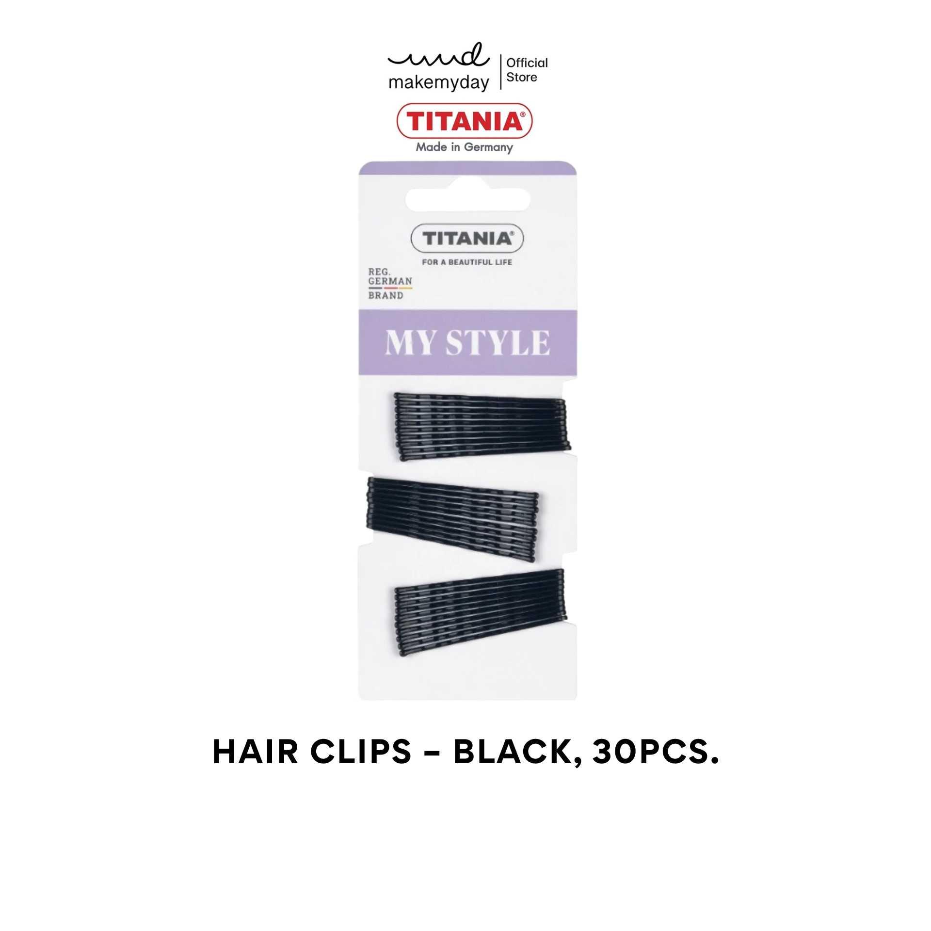 TITANIA กิ๊บติดผม Hair clips (30 ชิ้น) สีดำ นำเข้าจากเยอรมัน