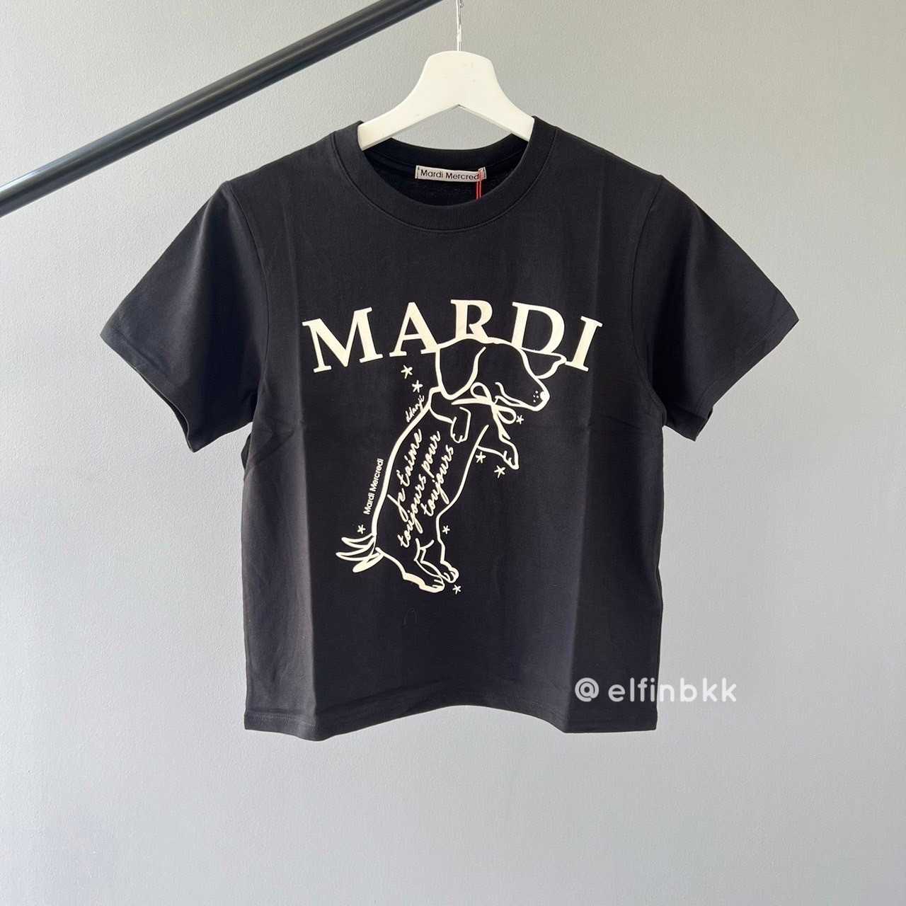 Mardi DDANJI Slim T-shirt เสื้อยืดรุ่นพอดีตัว น้องหมาลายเส้น สีขาว สีเทา สีกรม สีดำ สี oatmeal