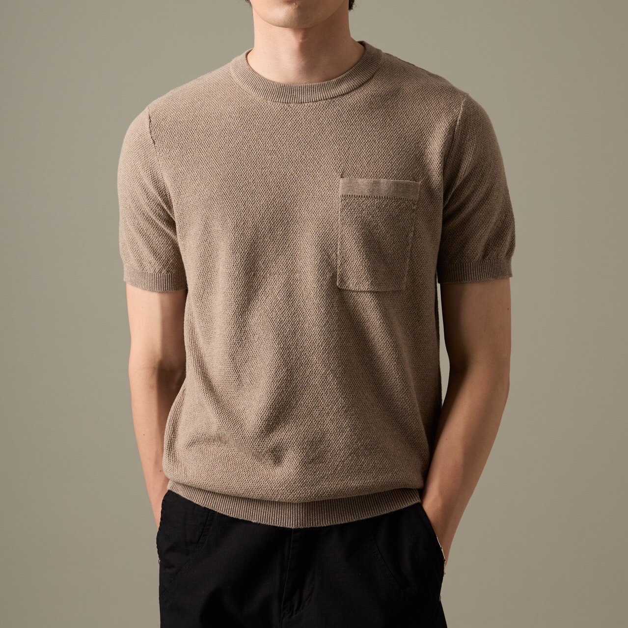 BRANDON KNIT TEE - BROWN