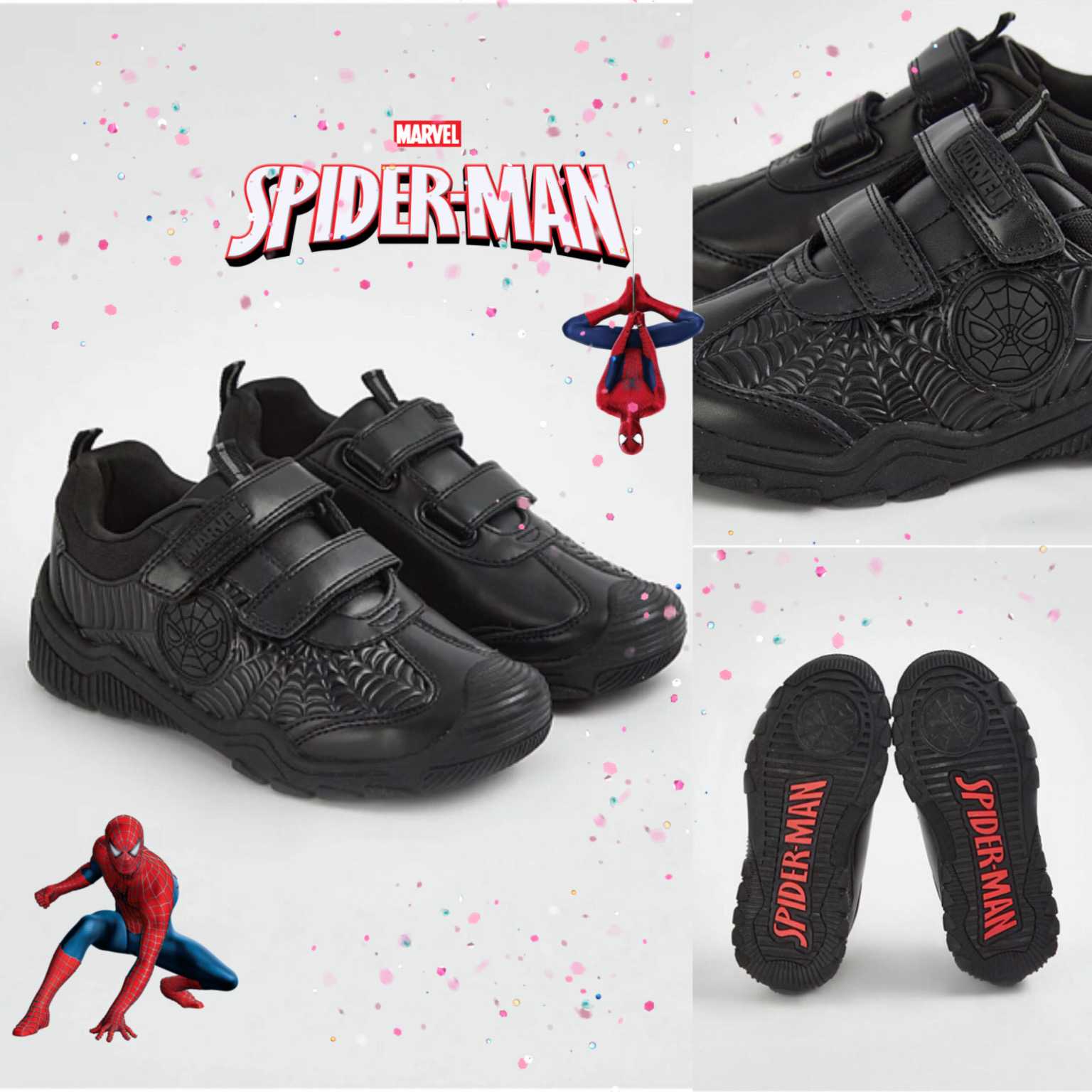 Preorder12-18วัน-(UK) มีไฟ SizeUK8-UK2 ลิขสิทธิ์แท้ รองเท้านักเรียน Spiderman