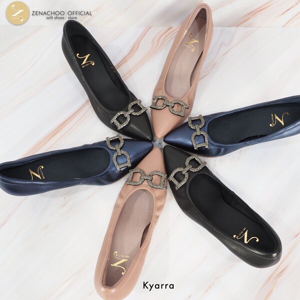 ทรงปกติสินค้าลดราคา ไม่รับเปลี่ยน-คืน ทุกกรณึ Zenachoo รุ่น Kyarra สูง 2นิ้ว รองเท้าหนังแกะแท้ หั...