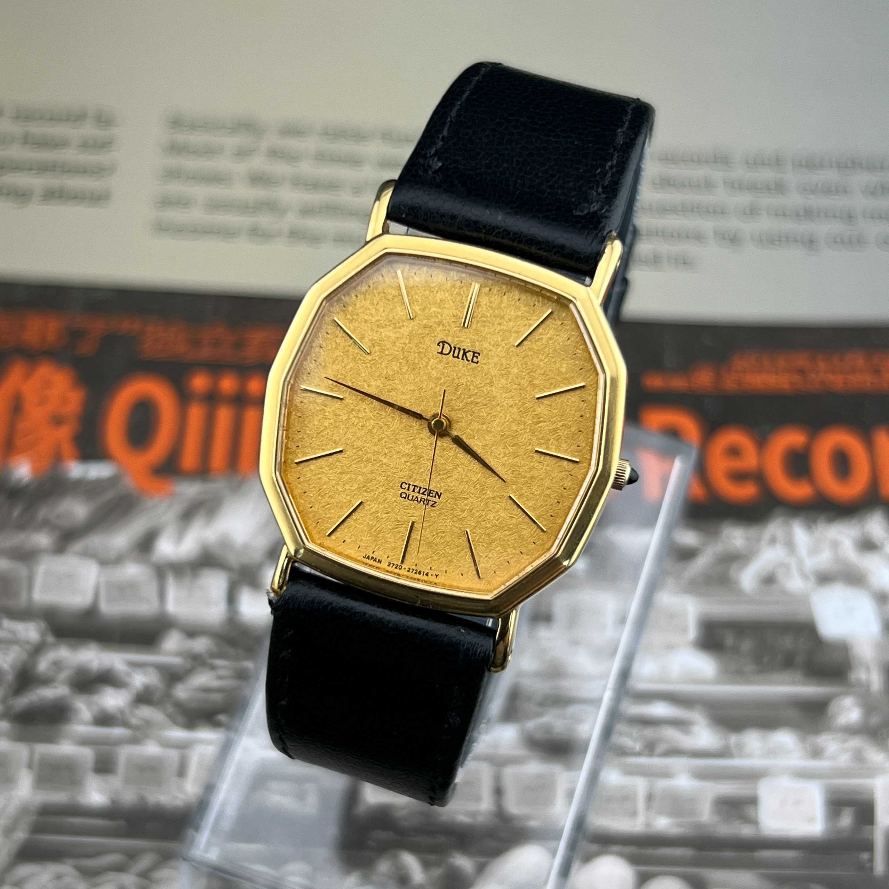 Vintage Citizen Duke Quartz Gold Textured Dial Ref.2730-271971 Y Japan 1993