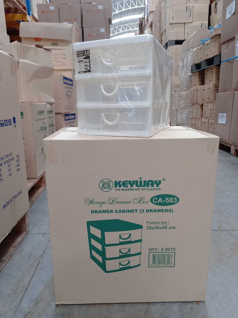 กล่องลิ้นชัก 3 ชั้น ขนาด A4 CA-583 บรรจุ 4 ชิ้น /ลัง