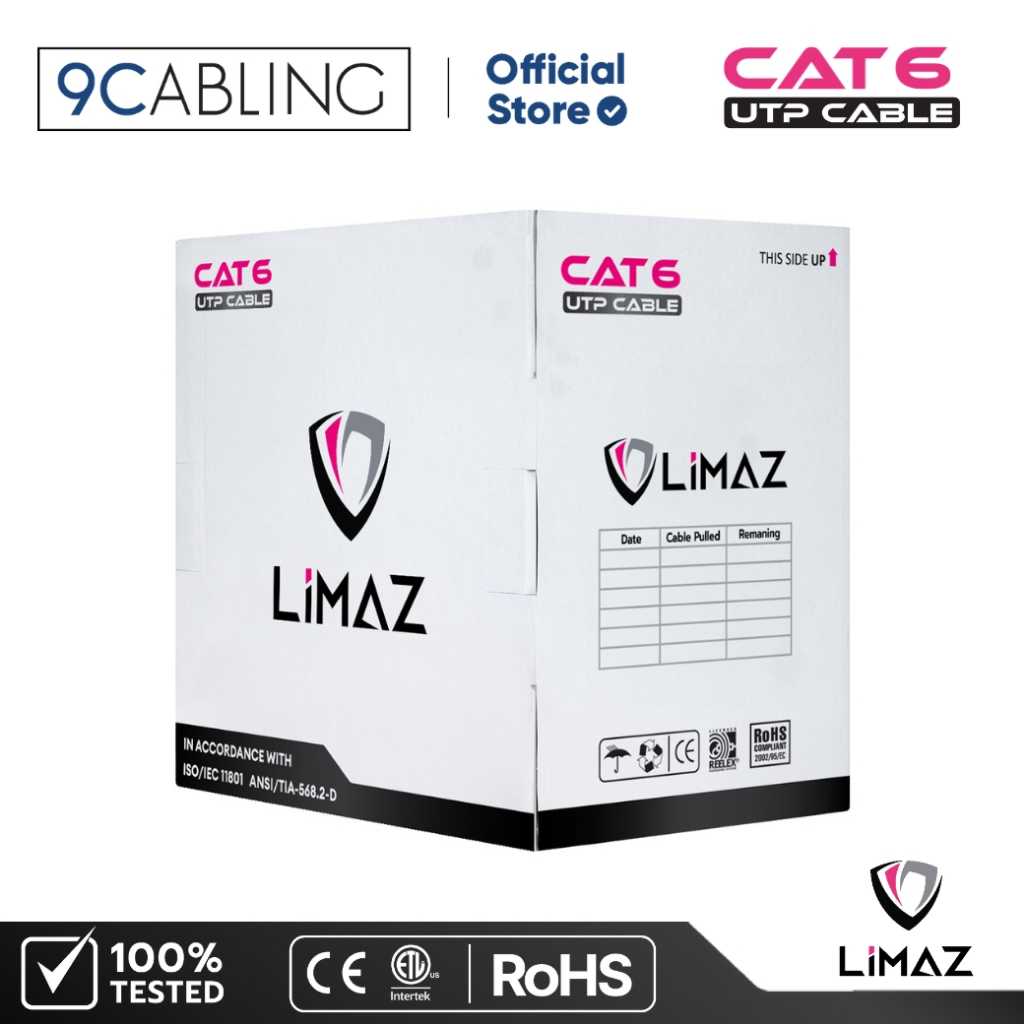 LIMAZ สายแลนแบบกล่อง Cat6+ U/UTP cable 23AWG Tested 350MHz with Blue LSZH Jacket (Reelex)