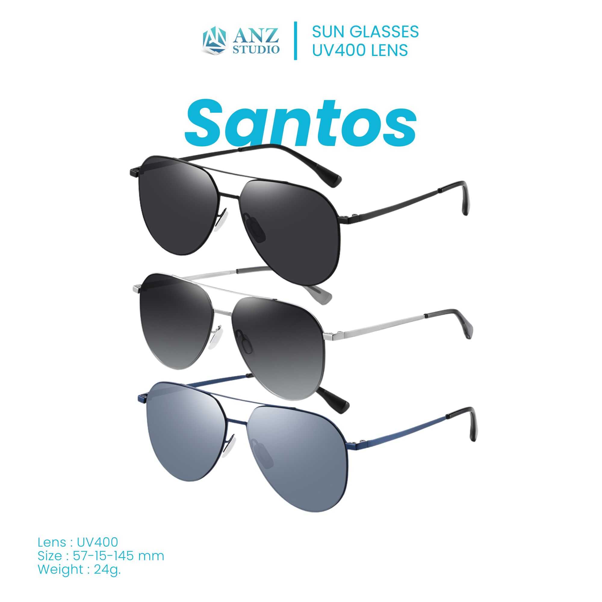 ANZ STUDIO แว่นกันแดด UV400 รุ่น SANTOS แว่นกันแดดเลนส์ Nylon UV400 กันแดด 100%