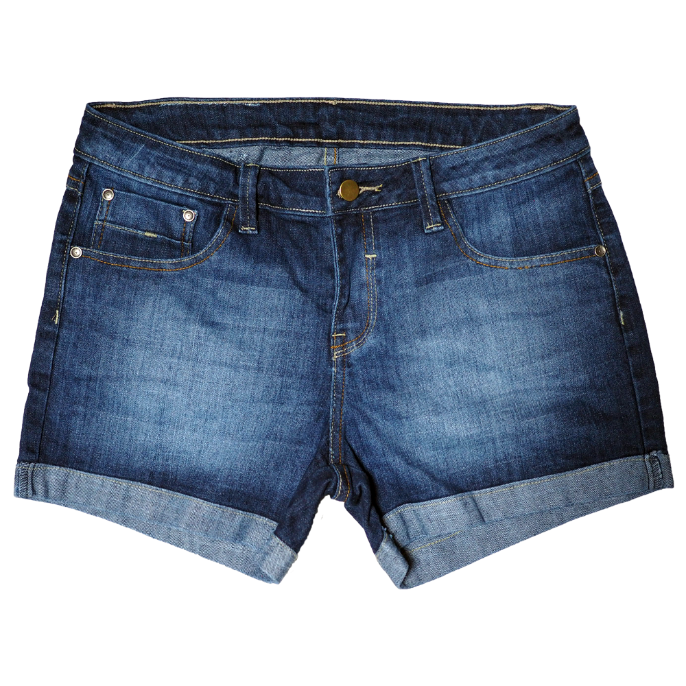 กางเกงยีนส์ ขาสั้น ผู้หญิง ผ้ายืด พับขา สีน้ำเงินเข้ม MEDIA JEANS (MD14/1)