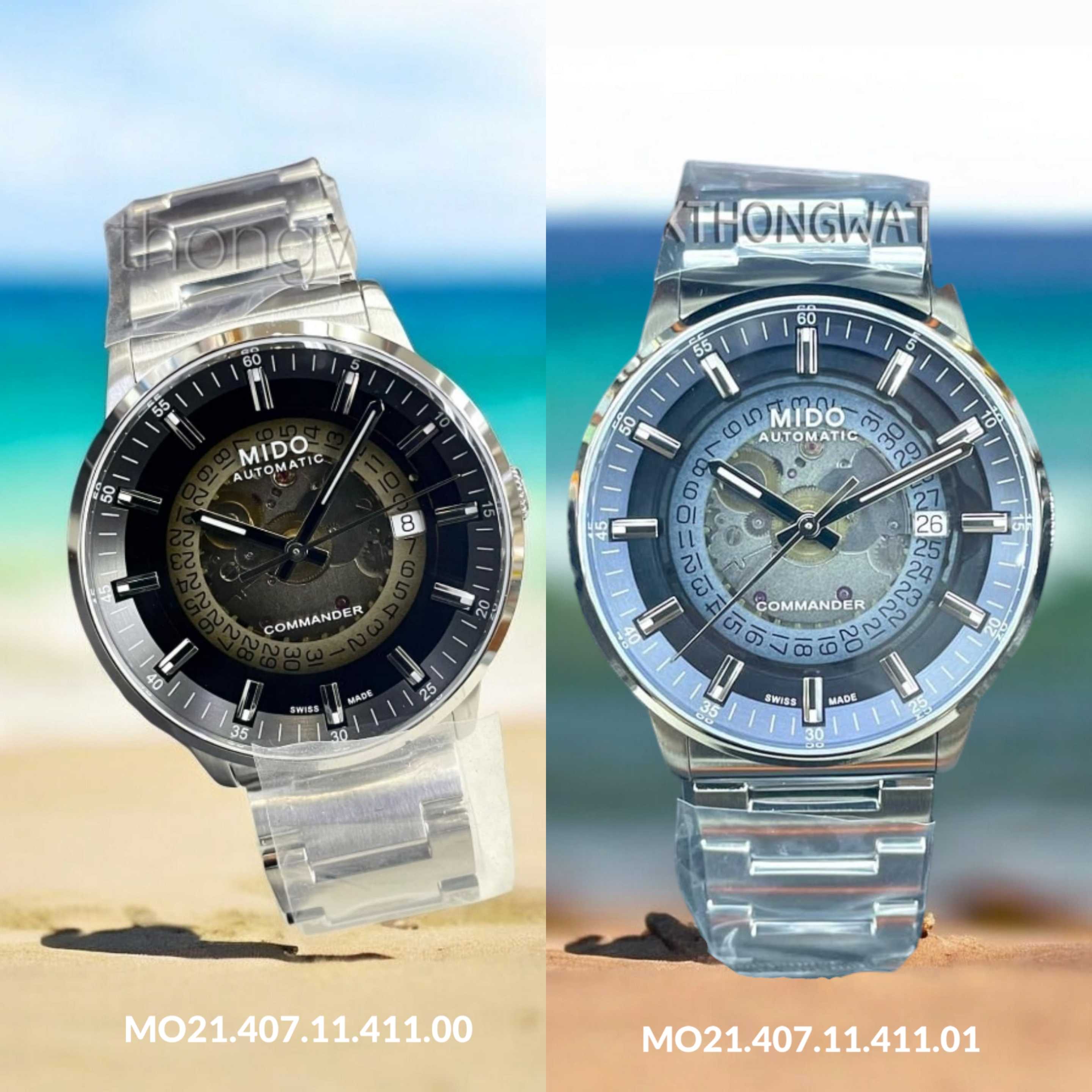 MIDO Commander Gradient Skeleton นาฬิกาข้อมือ รุ่น M021.407.11.411. 00(น้ำตาล) / 01(น้ำเงิน)