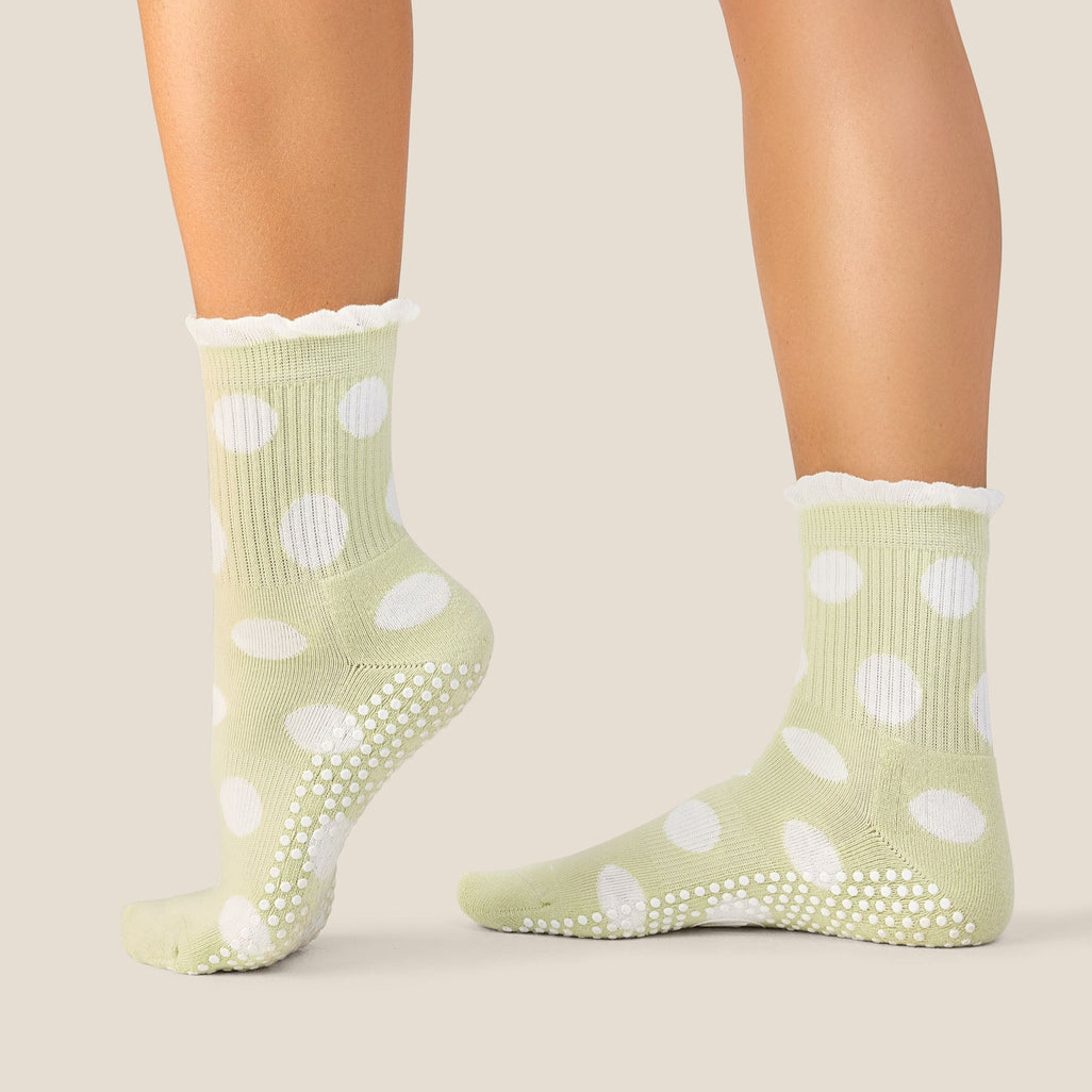 Crew Grip Socks - Polka Dot Matcha