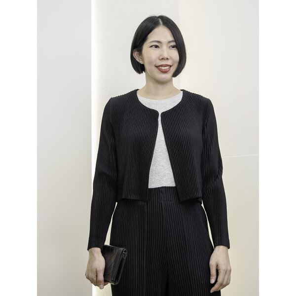 อก40 ยาว17.5นิ้ว 2MUAY รุ่น GM0957 เสื้อคลุมอัดพลีท THICK OPEN FRONT CROP PLEATED CARDIGAN 8 สี F...