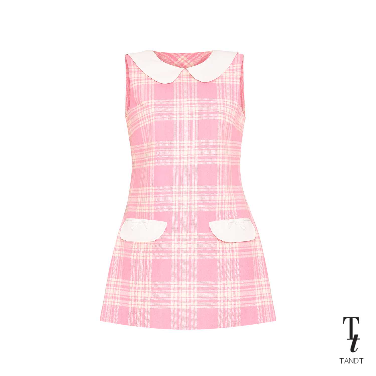 TandT - FERRIN DRESS - OPEN BACK SLEEVELESS CHECKED MINI DRESS