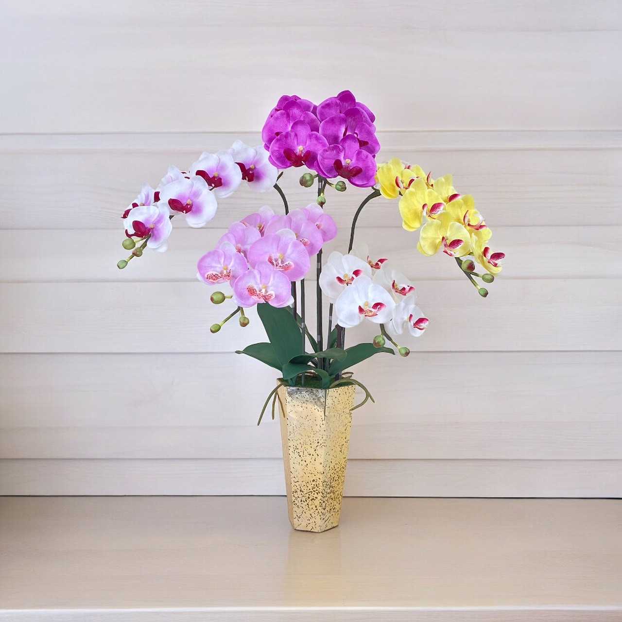 แจกันกล้วยไม้ประดิษฐ์ทรงสูง จัดผสมสี FYD-65-7