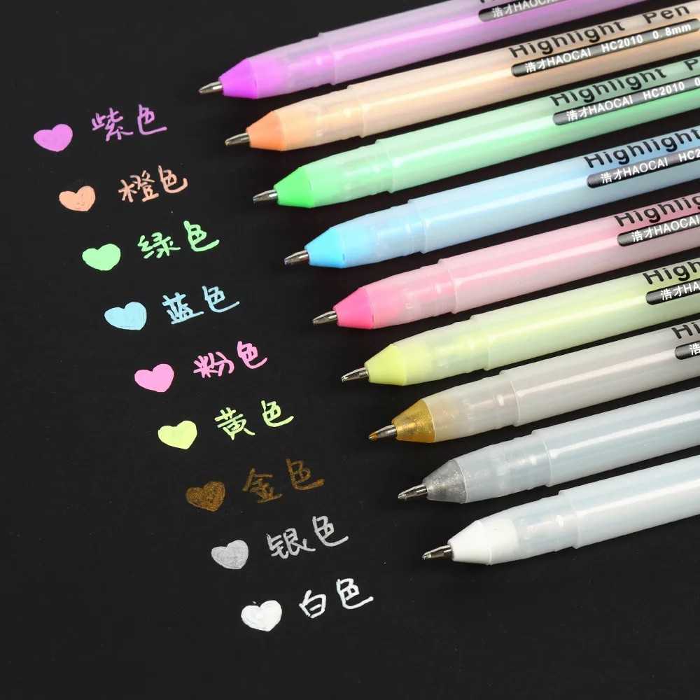 ปากกาเจลสี ไฮไลท์ เน้นข้อความ  สะท้อนแสง 6สี