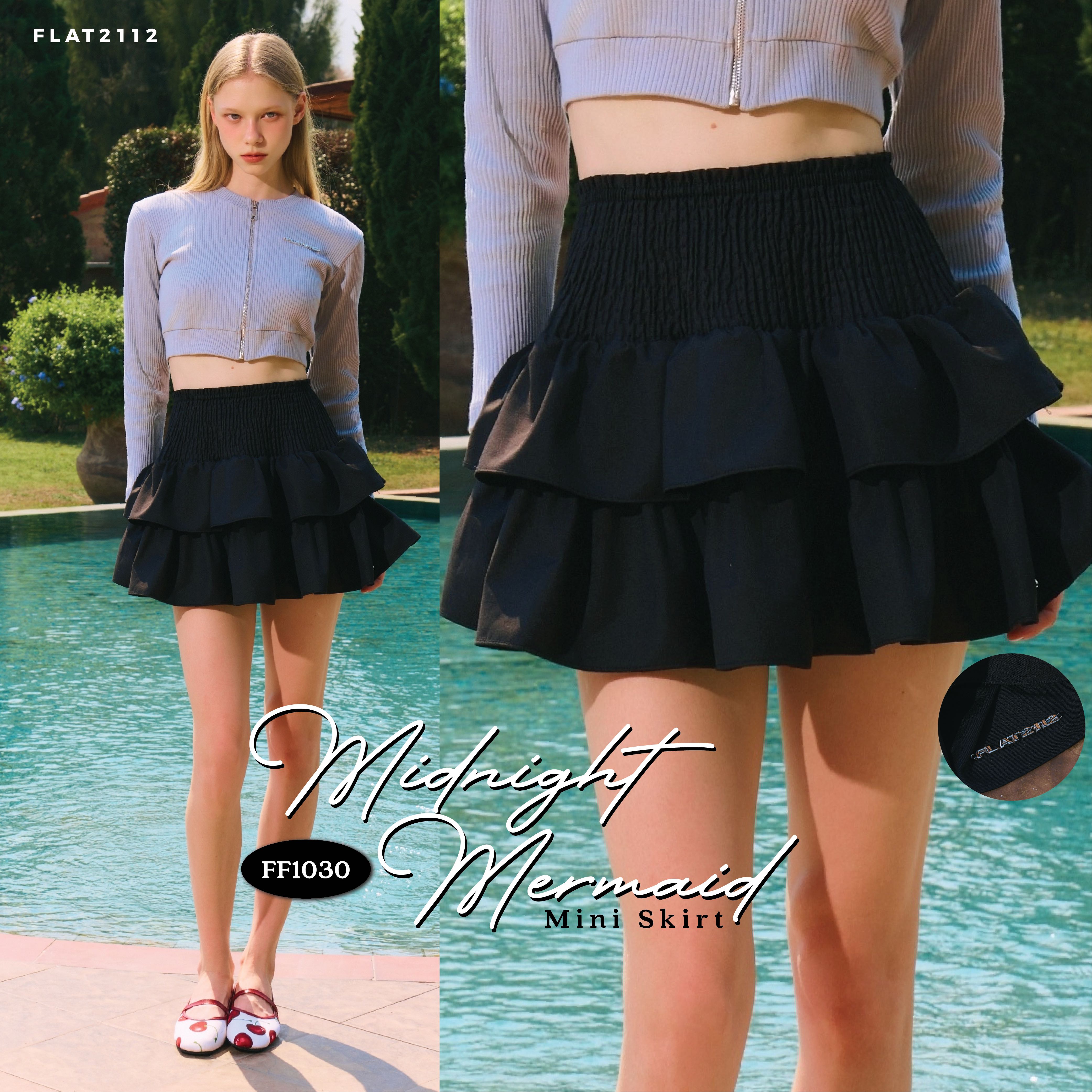 FLAT2112 FF1030 : MIDNIGHT MERMAID SKIRT กระโปรง กระโปรงสั้น กระโปรงชั้นๆ