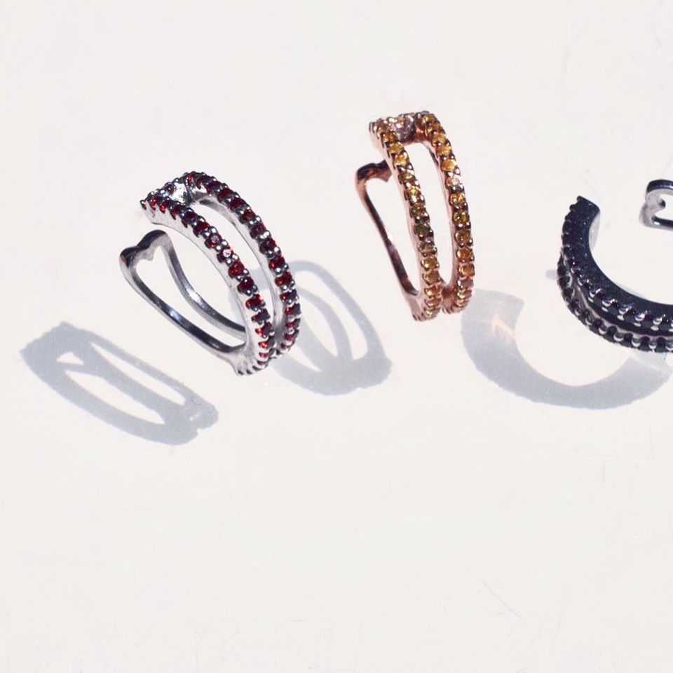 ต่างหูพลอย #minimearrings รหัส E118