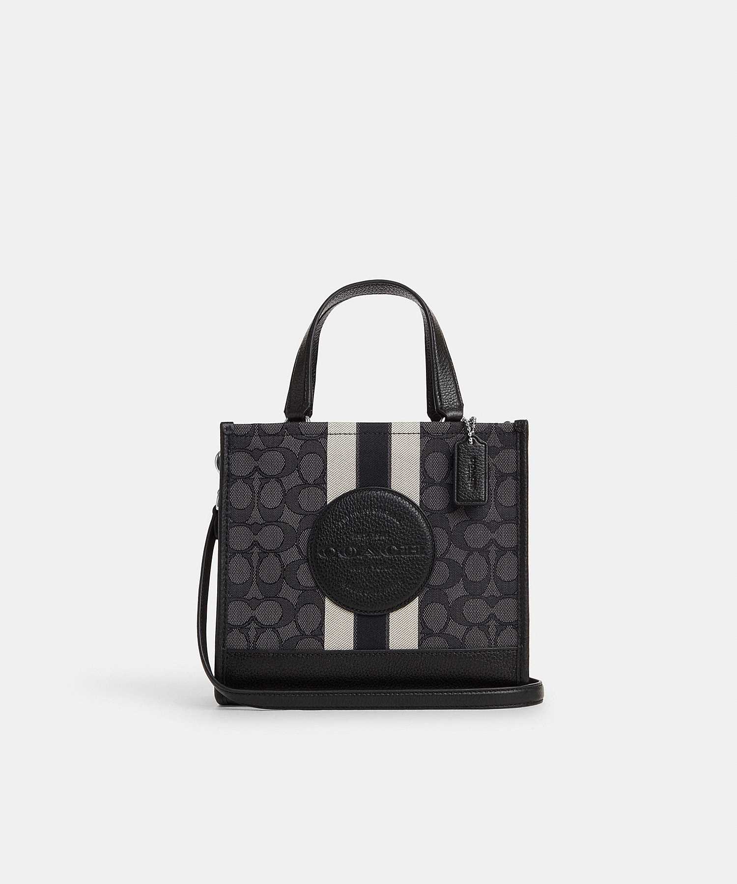 COACH DEMPSEY TOTE 22 IN SIGNATURE JACQUARD WITH STRIPE AND COACH PATCH CQ878 SVRT6