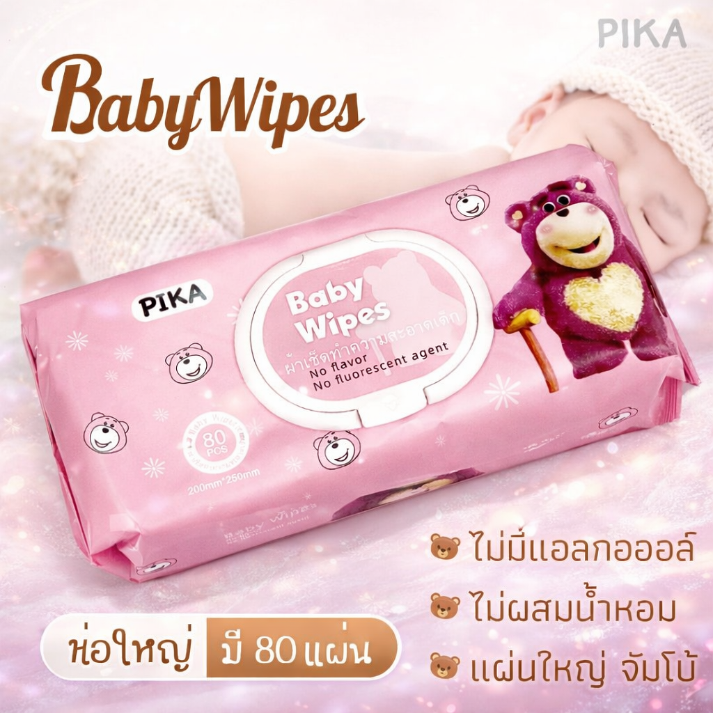 ทิชชูเปียก ห่อใหญ่ 1 กิโล 80 แผ่น (โปรพิเศษ 5 ห่อ)