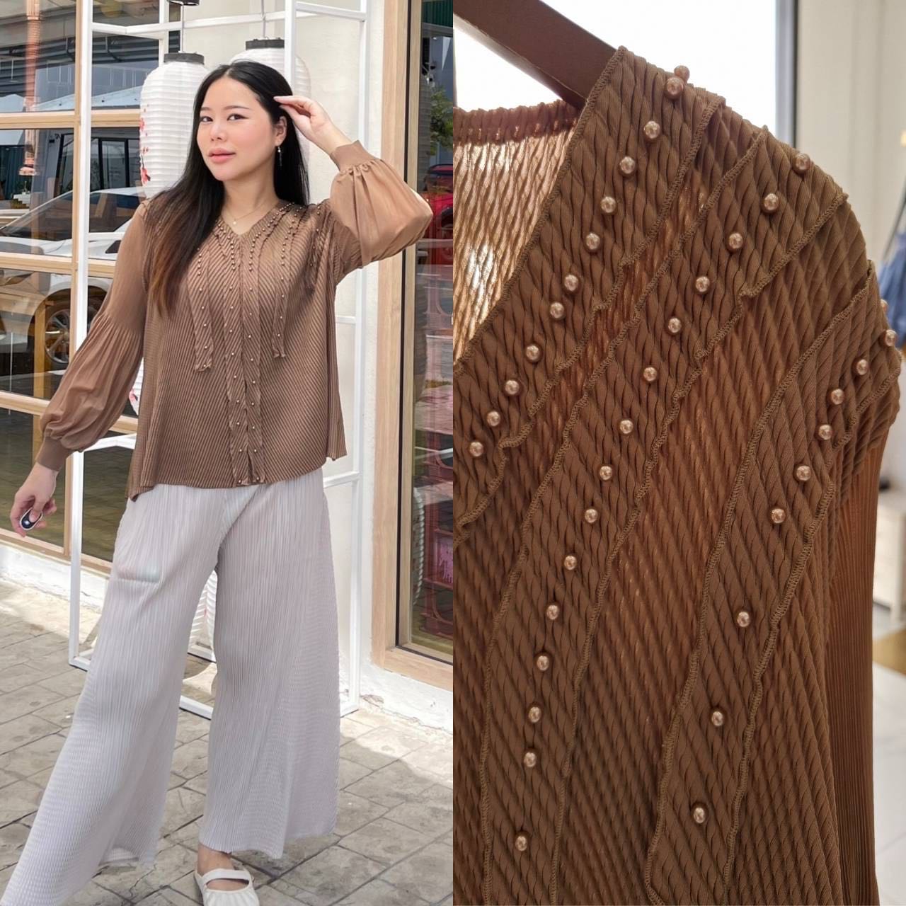 PleatByNisa A844 เสื้ออัดพลีทผ้าพรีเมียม เนื้อผ้าคุณภาพ Polyester100%