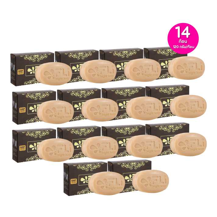 FLi Bright Soap เอฟแอลไอ สบู่สมุนไพร ขนาด 120 กรัม เซต 14 ก้อน (115014)