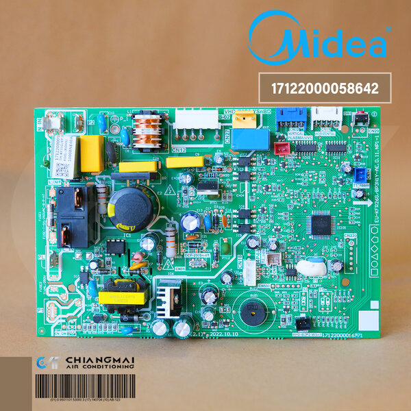17122000058642 แผงวงจรแอร์ Midea แผงบอร์ดแอร์ไมเดีย บอร์ดคอยล์เย็น รุ่น ...