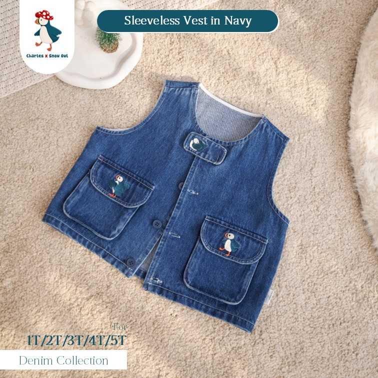 Charles x Snow Owl เสื้อกั๊ก สำหรับเด็ก Sleeveless Vest in Navy