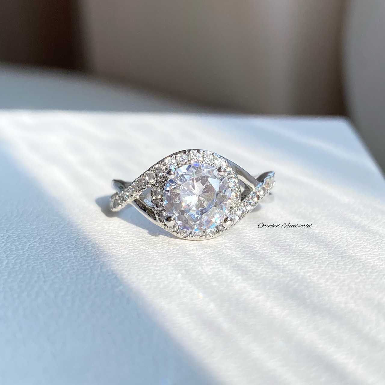 (ส่งฟรี) Rata ring. (แหวนงานชุบทองคำขาว เพชร CZ)