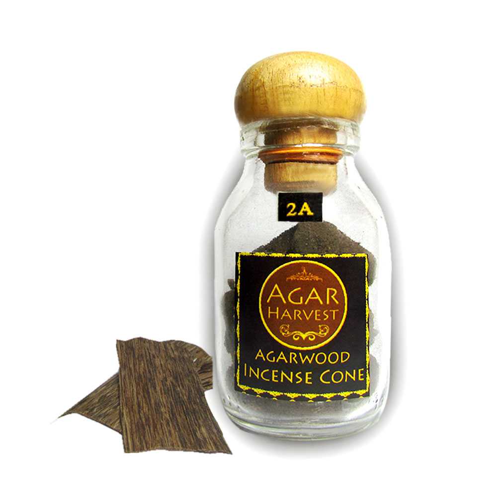 ธูปปั้น ไม้หอม ไม้กฤษณา แท้ Agarwood Incense Cone 2A Grade (Medium Grade) 1 ขวด 12 กรัม