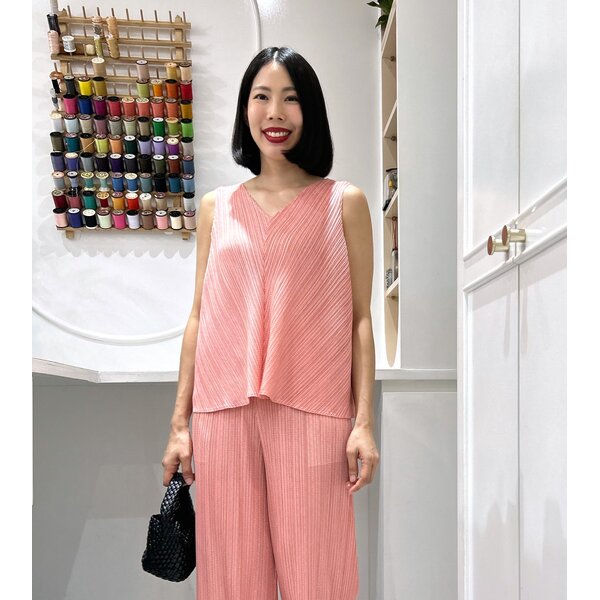 2MUAY รุ่น GJO11412 เสื้ออัดพลีท V NECK PRINTED PLEATED TOP 4 สี FREE SIZE