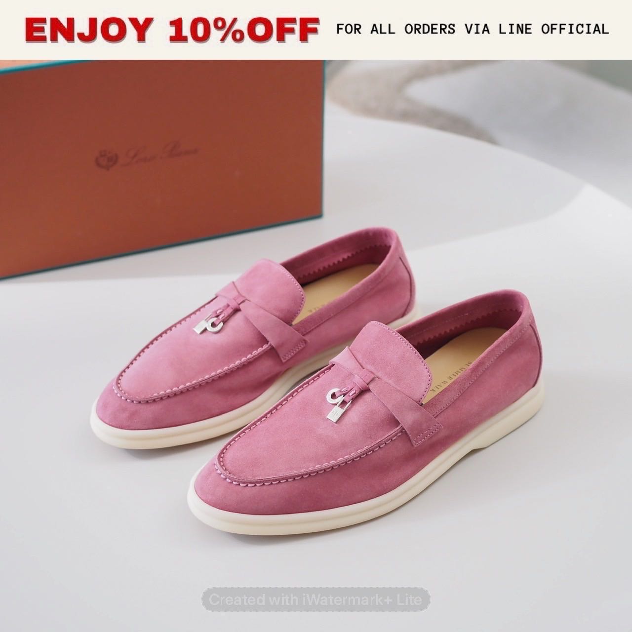 NEW! LORO PIANA Summer Charms Walk Loafers สี Wild Mauve | Shoes